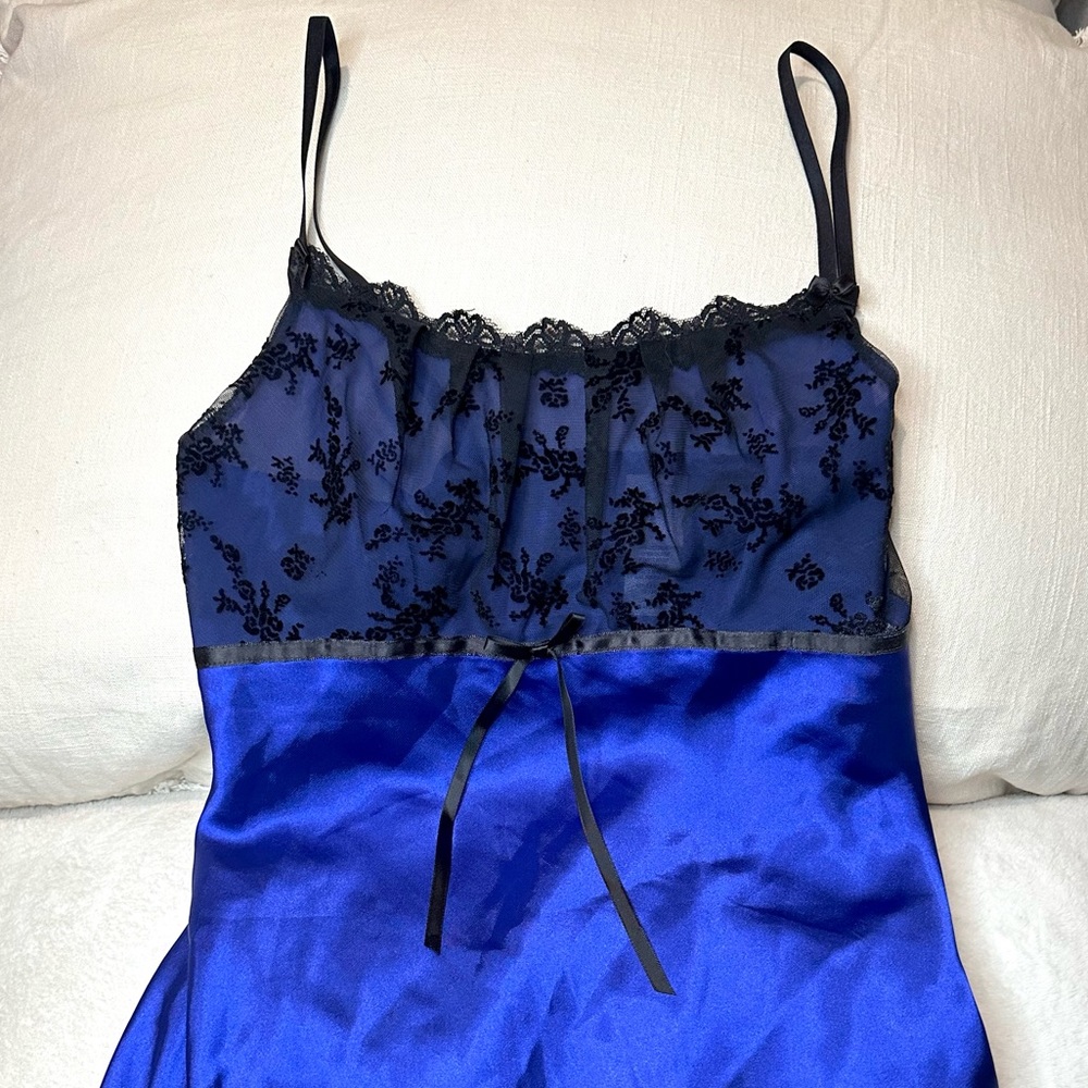 Vintage In Bloom Royal Blue Maxi Slip Dress